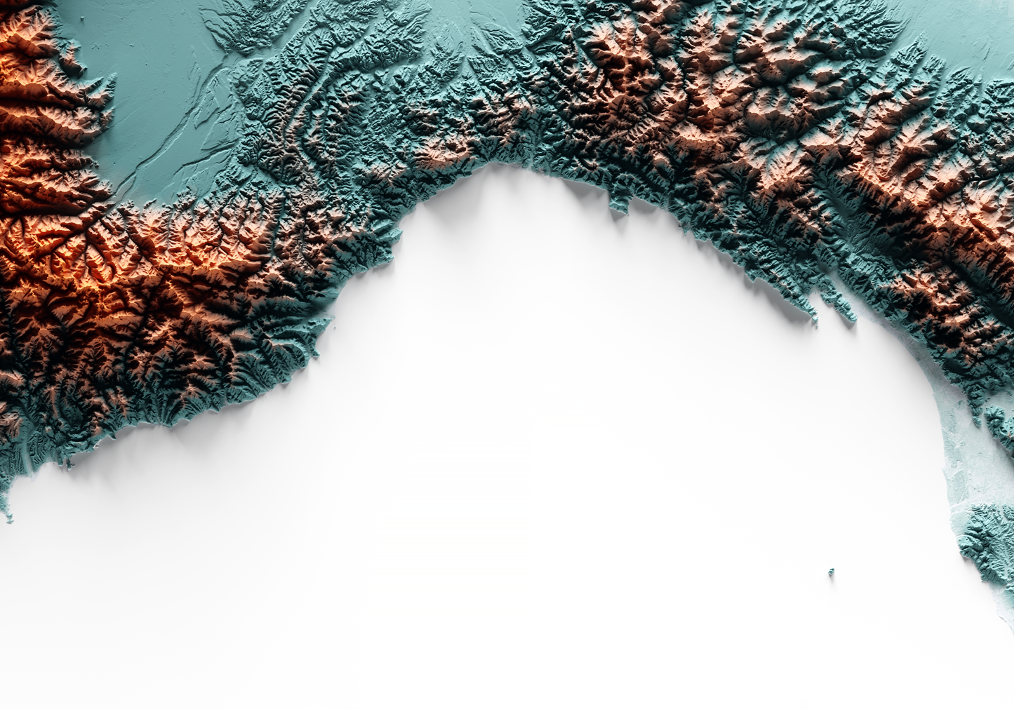MAR LIGURE. Mapa de relieve con contraste.
