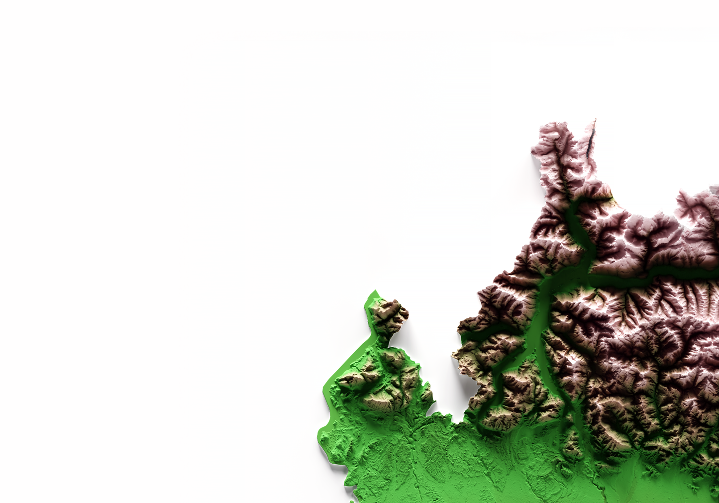 LOMBARDÍA. CLassic relief map print.