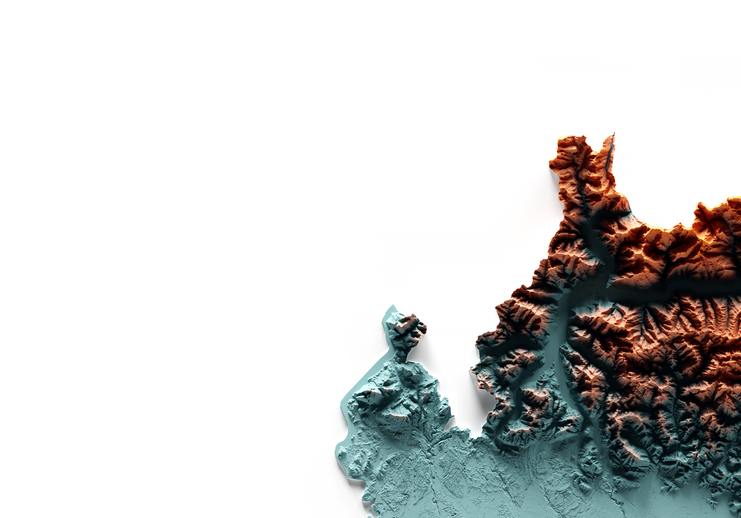 LOMBARDÍA. Mapa de relieve con contraste.