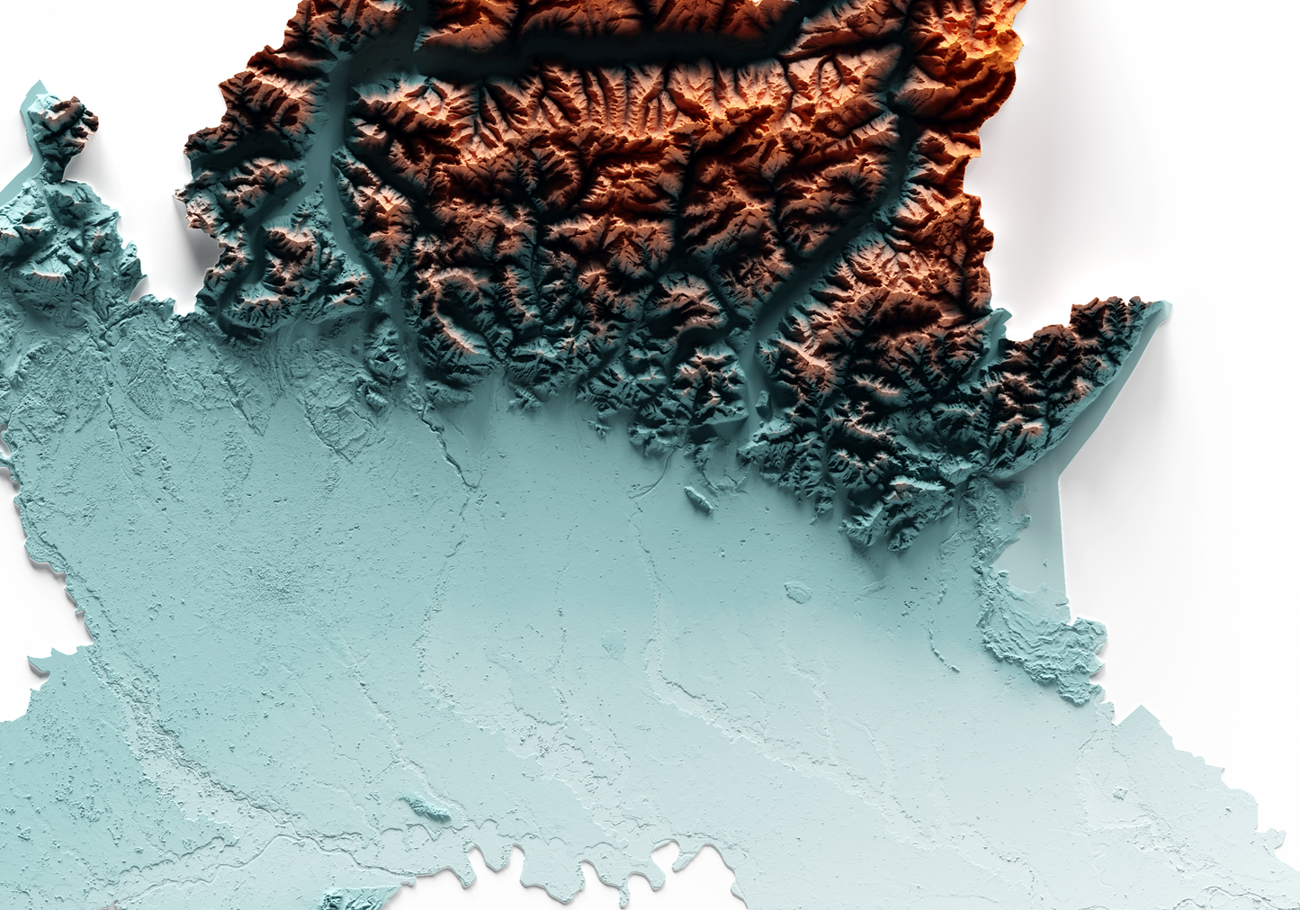 LOMBARDÍA. Mapa de relieve con contraste.