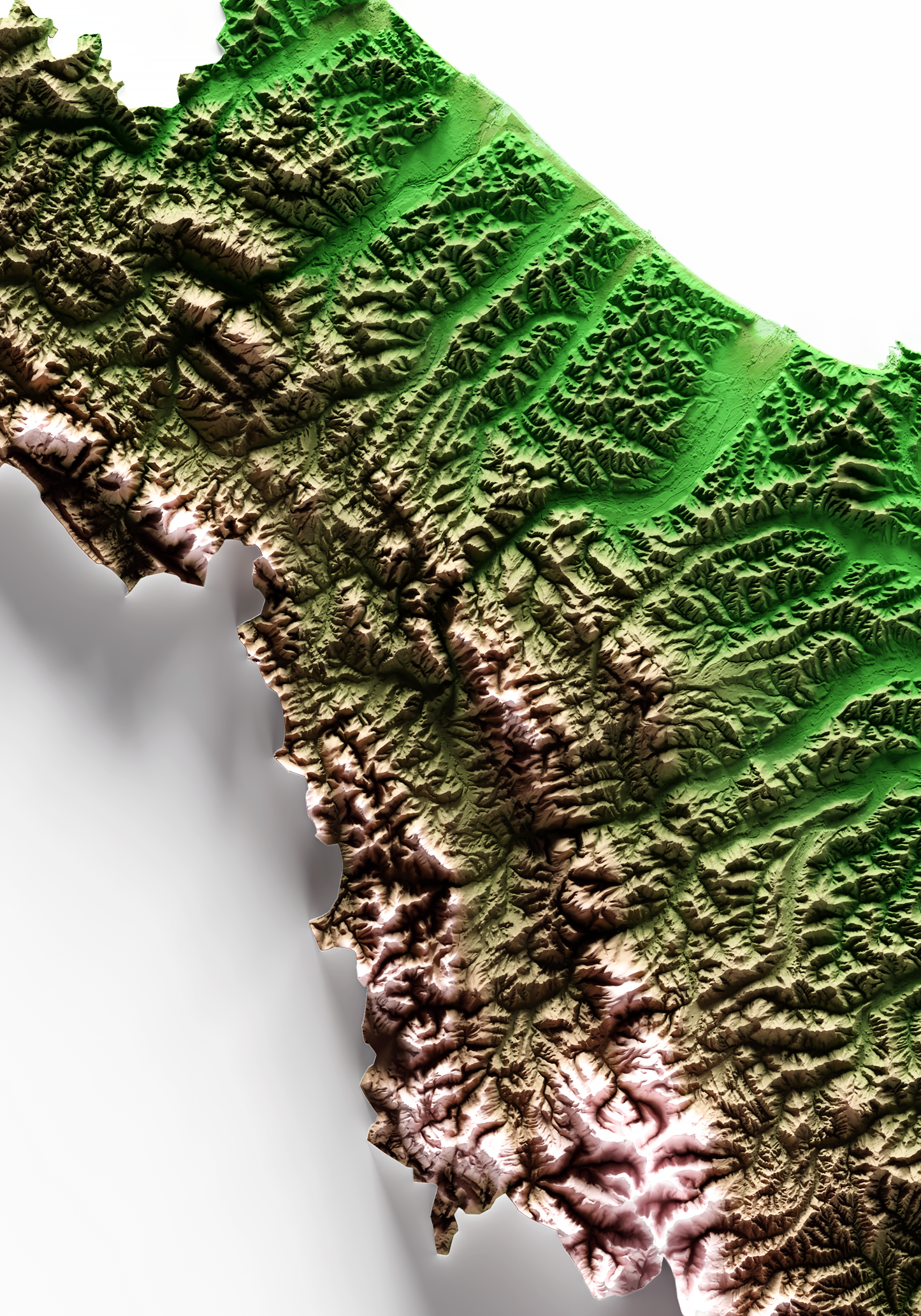 MARCHE. Mapa de relieve clásico.