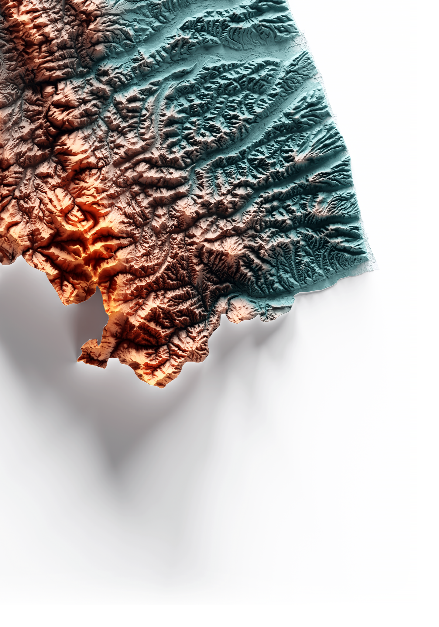 MARCHE. Mapa de relieve con contraste.