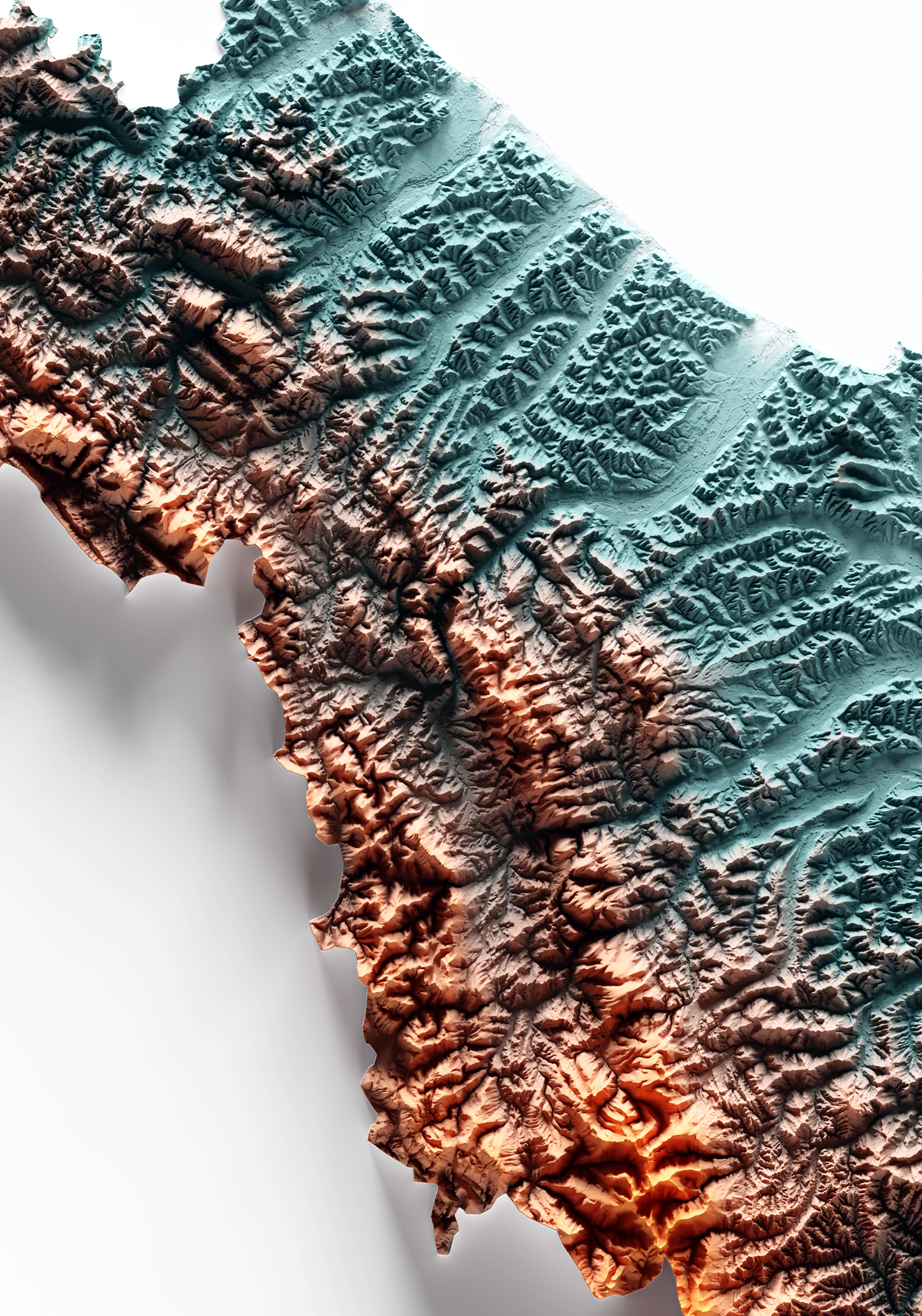MARCHE. Mapa de relieve con contraste.