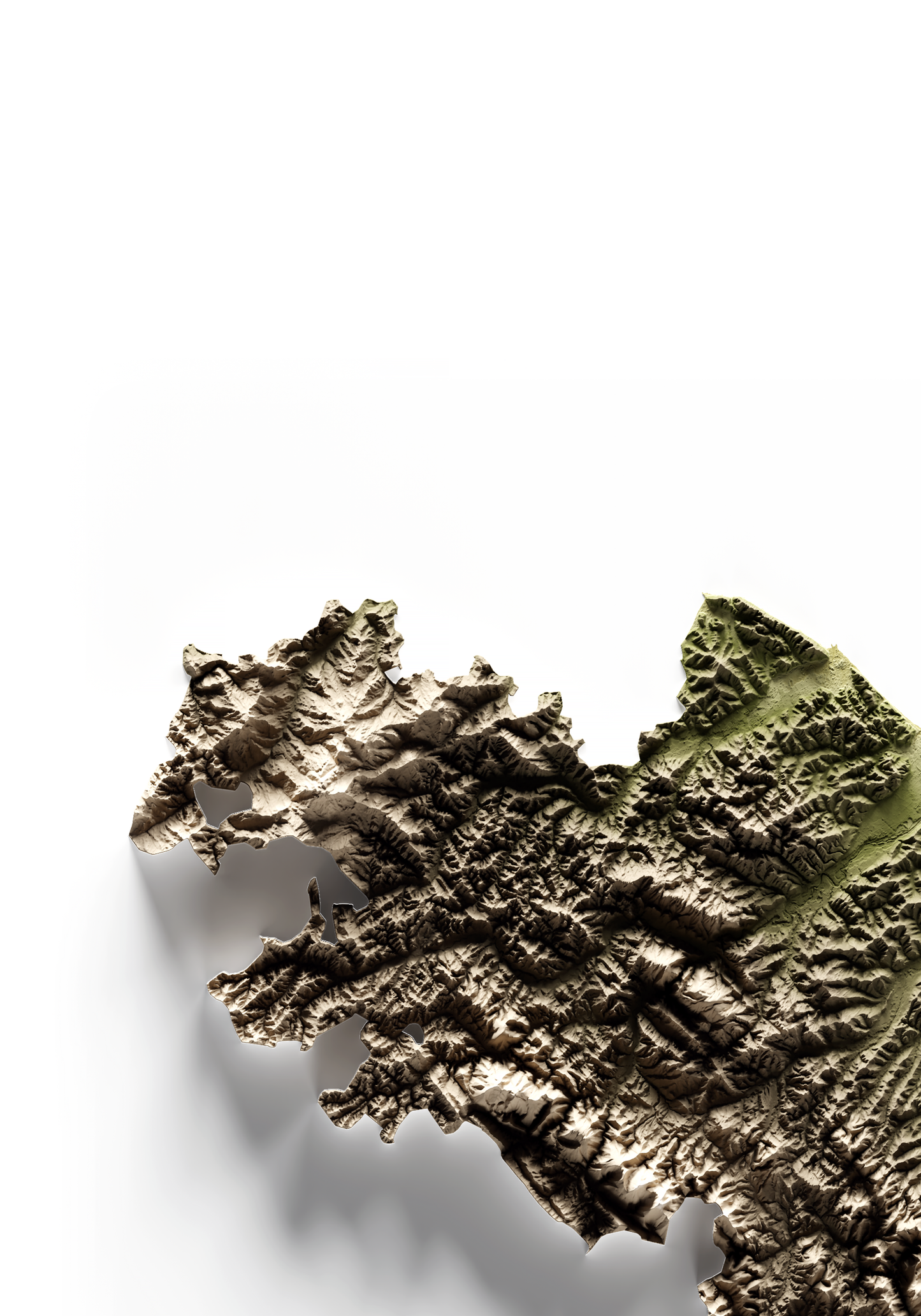 MARCHE. Mapa de relieve en colores terrosos.