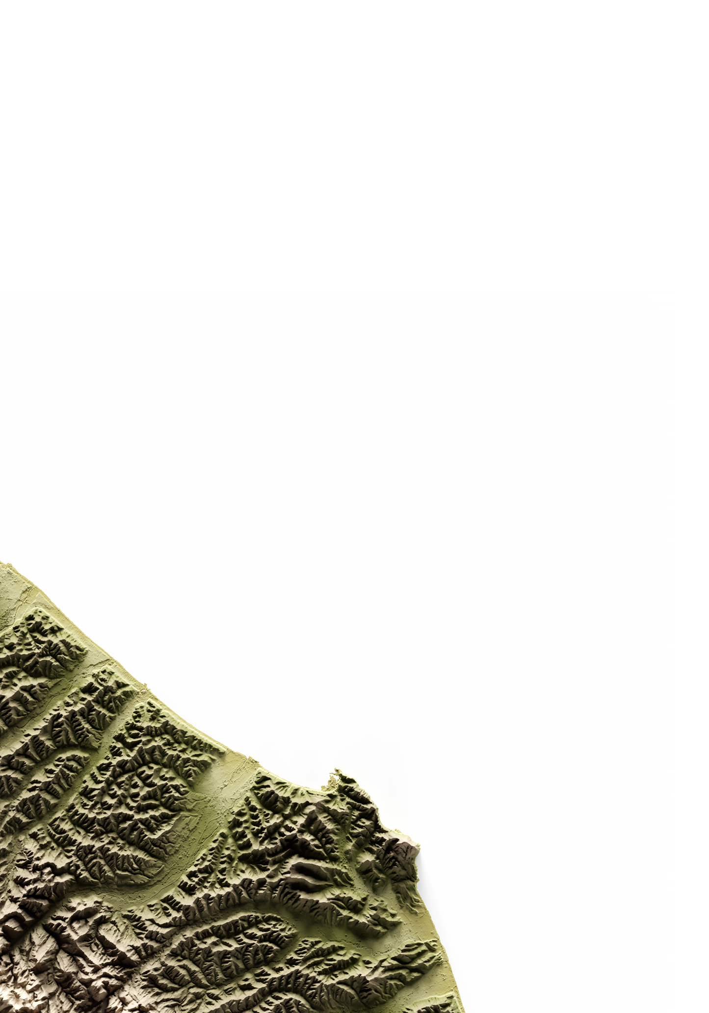 MARCHE. Mapa de relieve en colores terrosos.