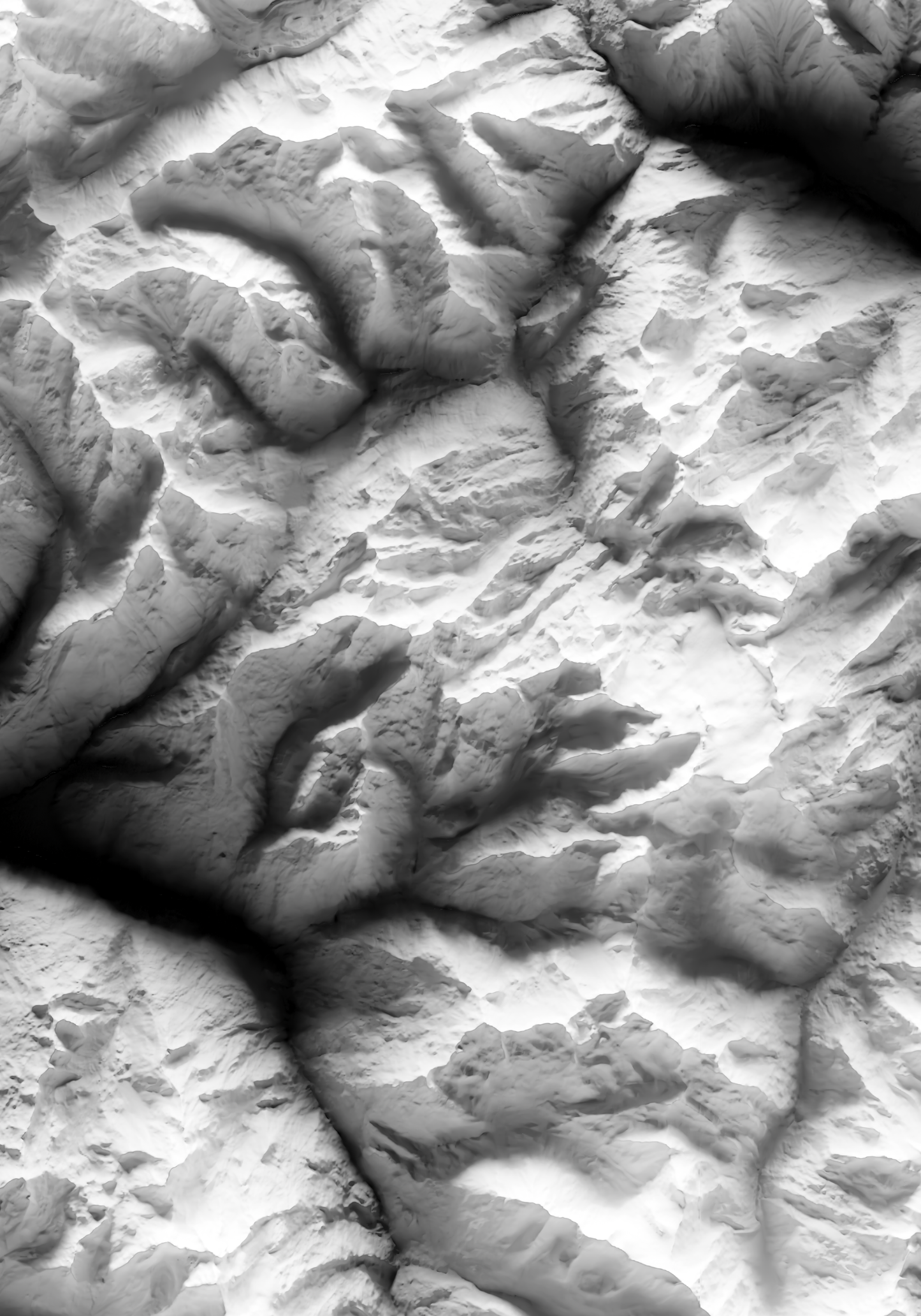 PEISEY-NANCROIX. Gray Shaded Relief Map Print.