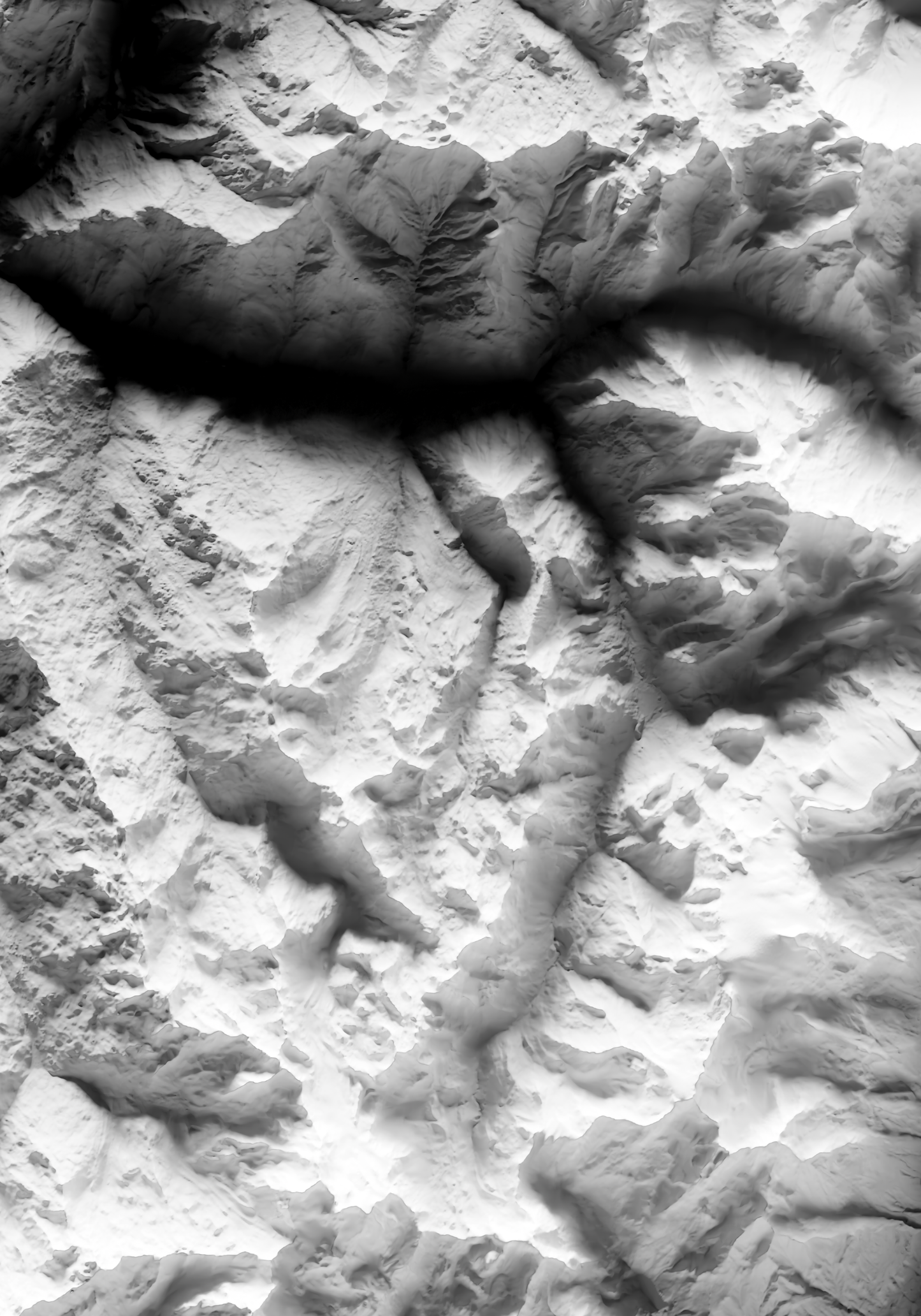 PEISEY-NANCROIX. Gray Shaded Relief Map Print.