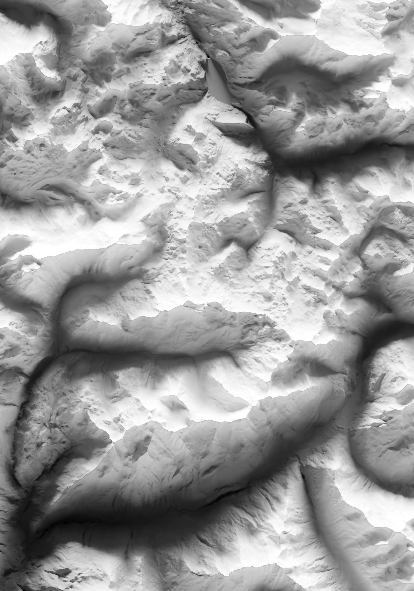 PEISEY-NANCROIX. Gray Shaded Relief Map Print.