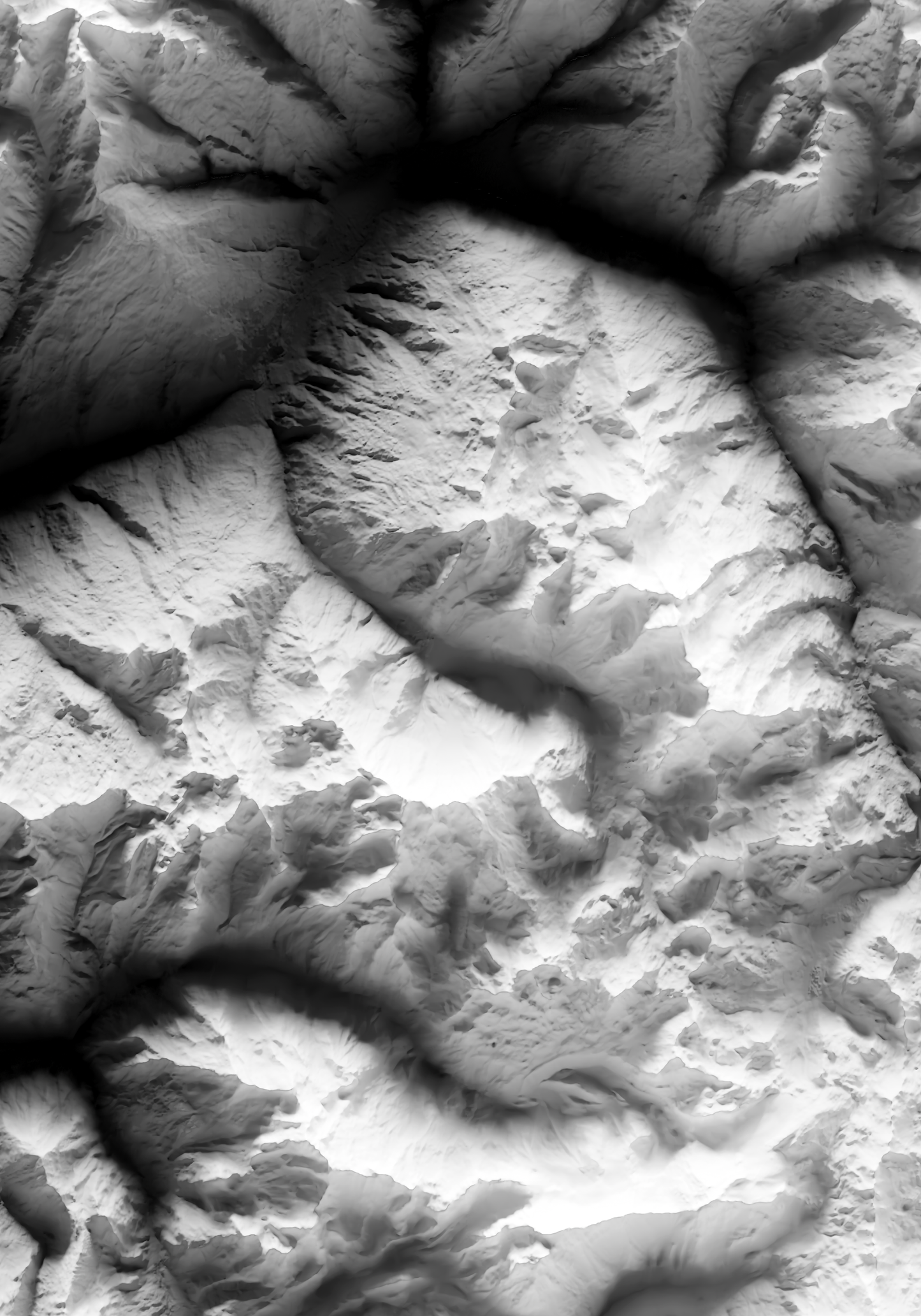 PEISEY-NANCROIX. Gray Shaded Relief Map Print.