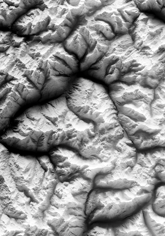 PEISEY-NANCROIX. Gray Shaded Relief Map Print.