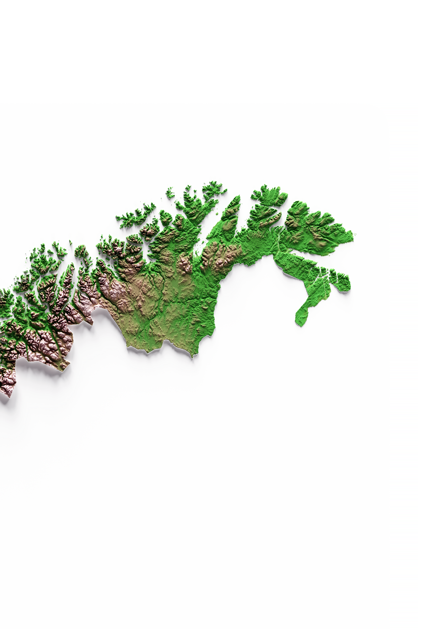 NORUEGA. Mapa de relieve clásico.