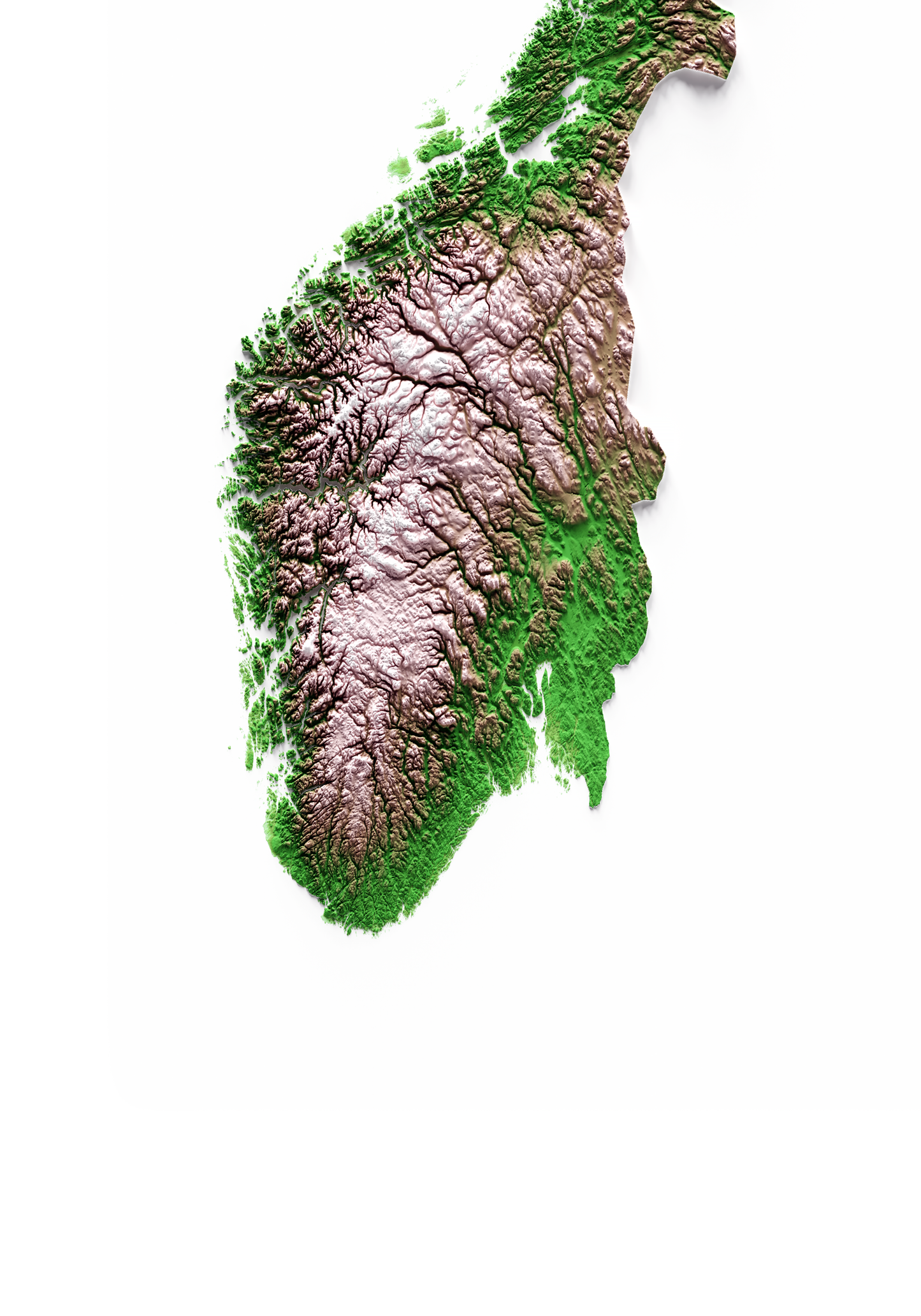 NORUEGA. Mapa de relieve clásico.