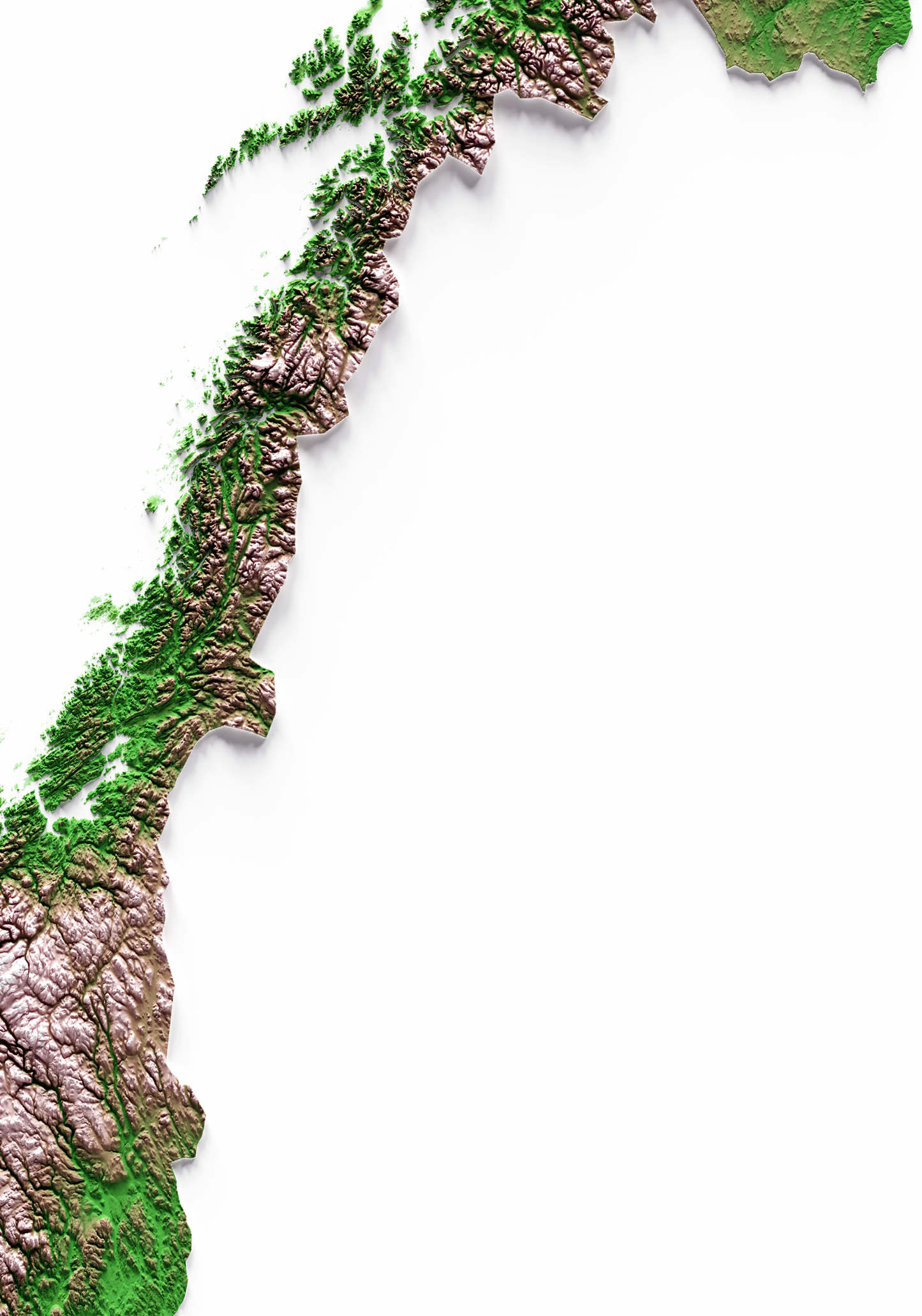 NORUEGA. Mapa de relieve clásico.