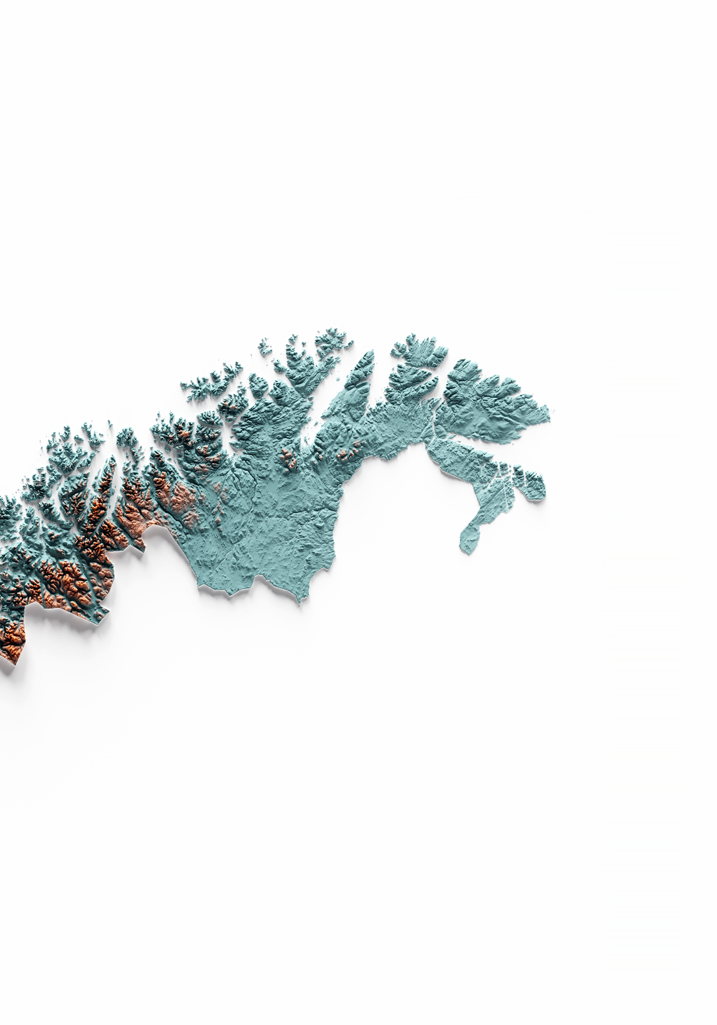 NORUEGA. Mapa de relieve con contraste.