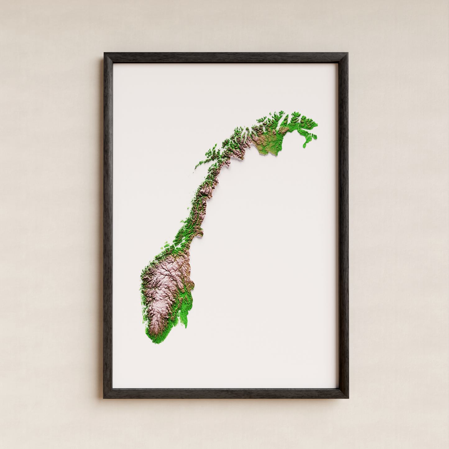 NORUEGA. Mapa de relieve clásico.