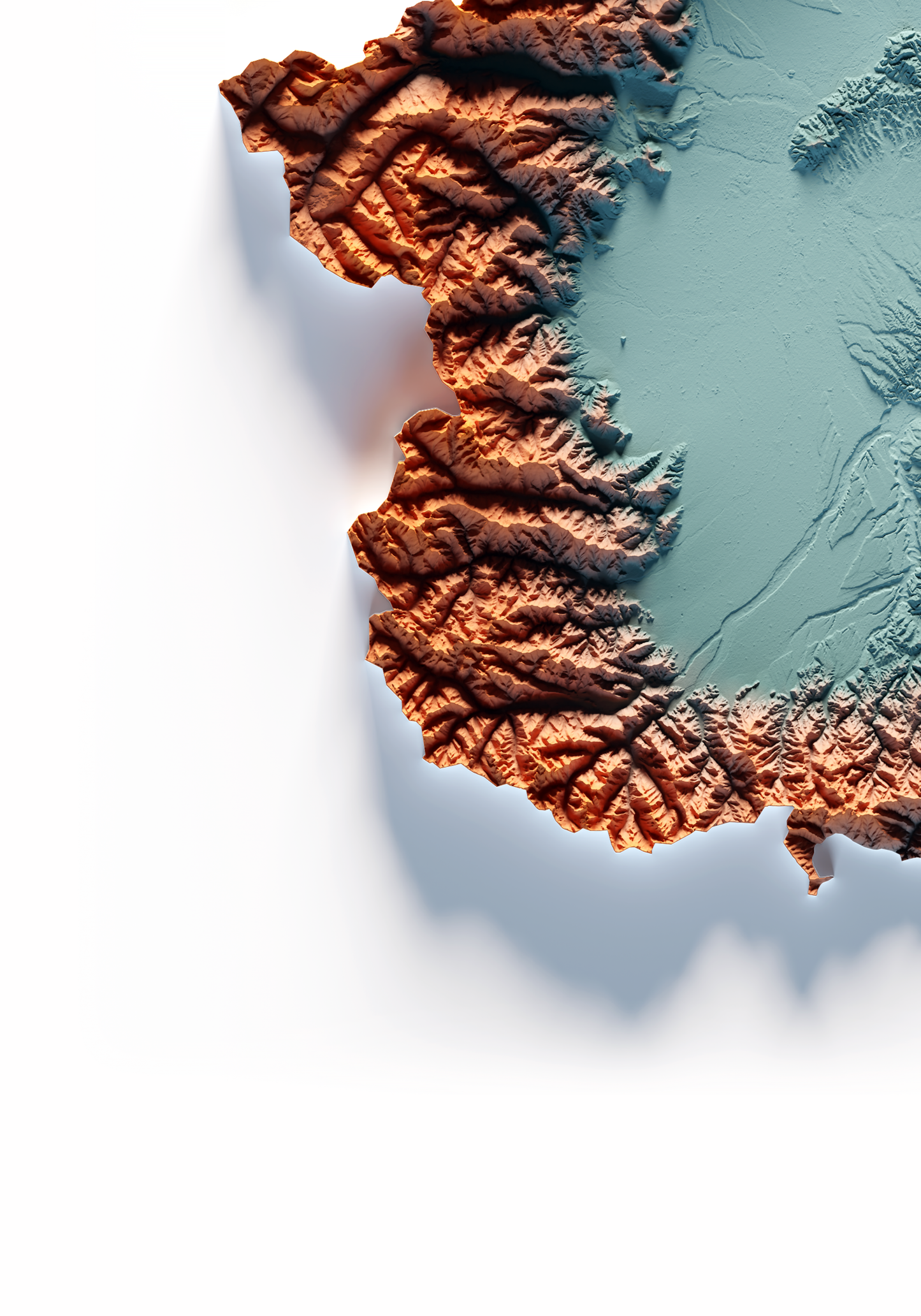 Piamonte. Mapa de relieve con contraste.