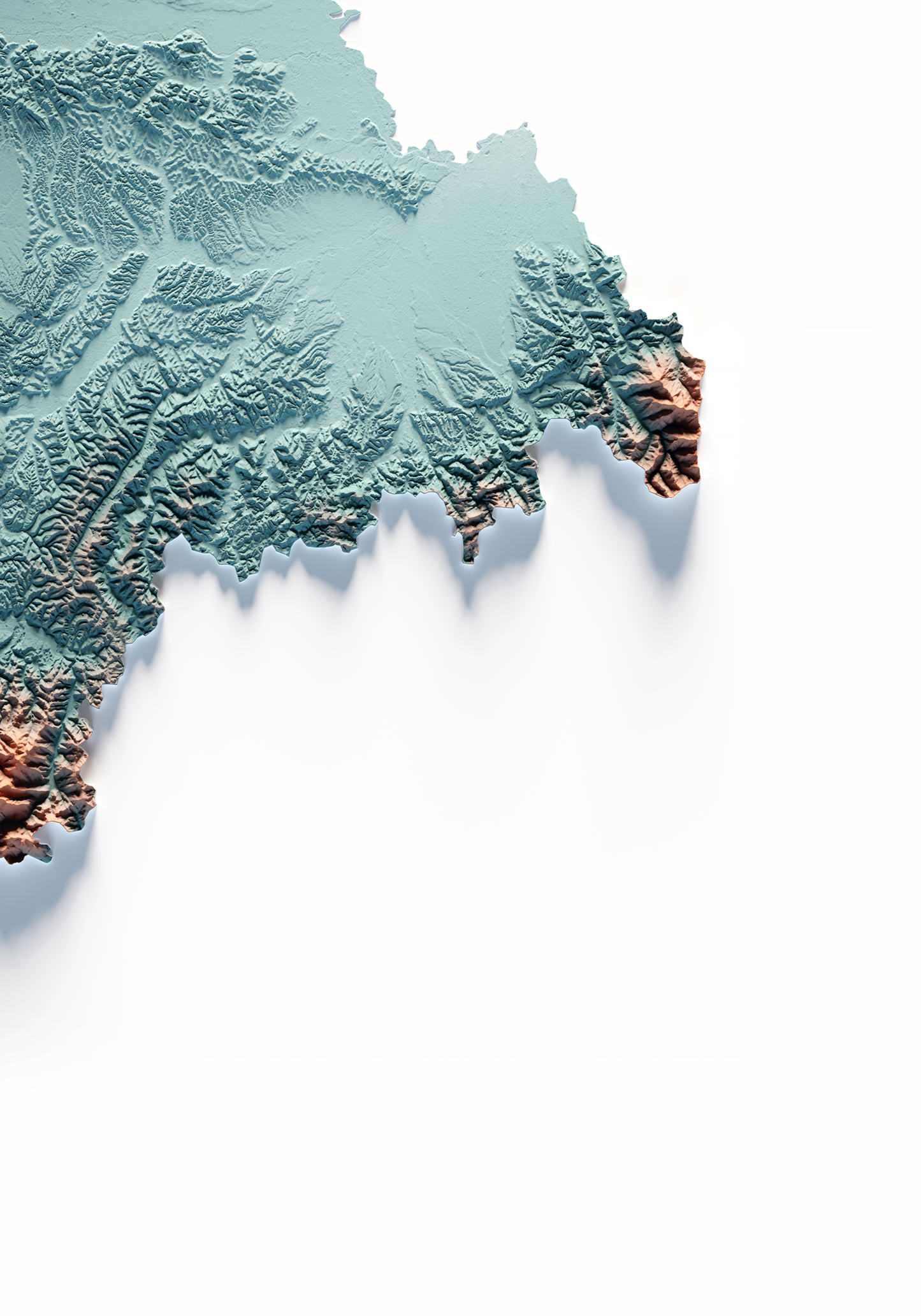 Piamonte. Mapa de relieve con contraste.