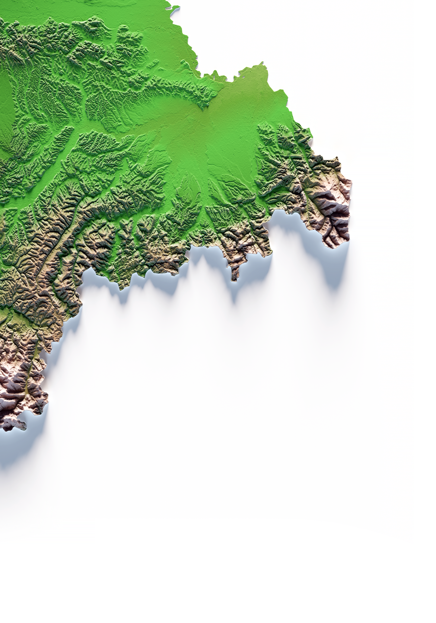 PIAMONTE. Mapa de relieve clásico.
