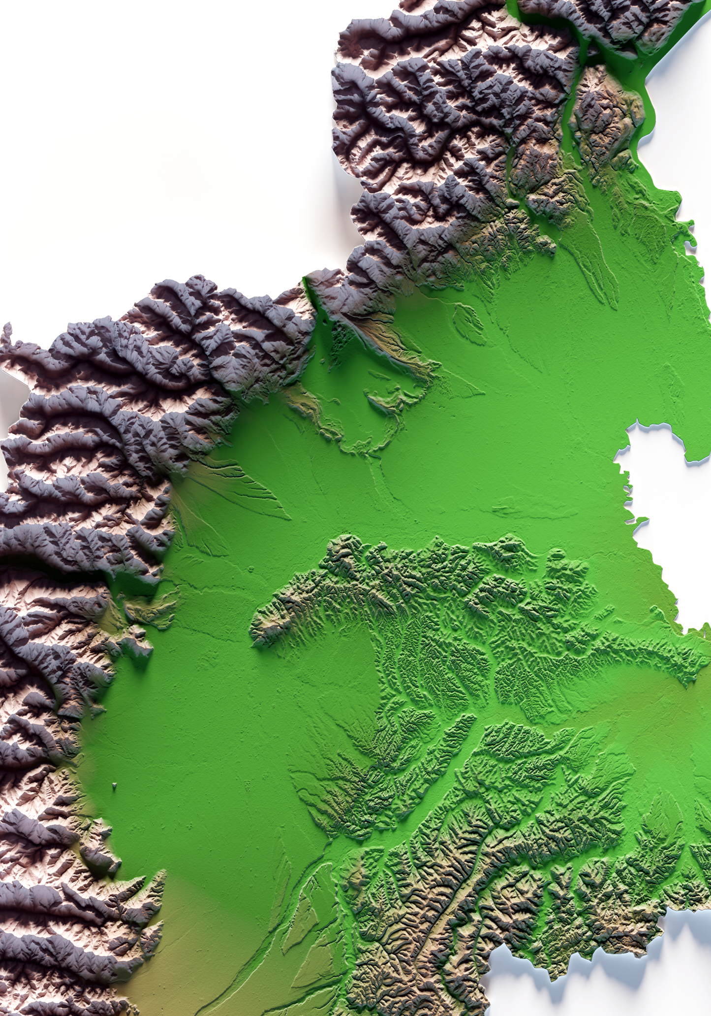 PIAMONTE. Mapa de relieve clásico.