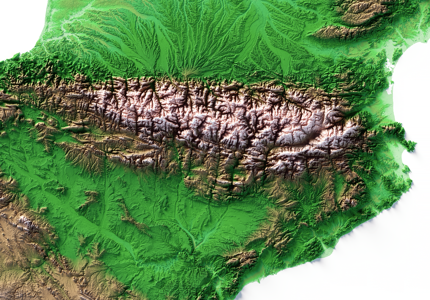 PIRINEOS. Mapa de relieve clásico.