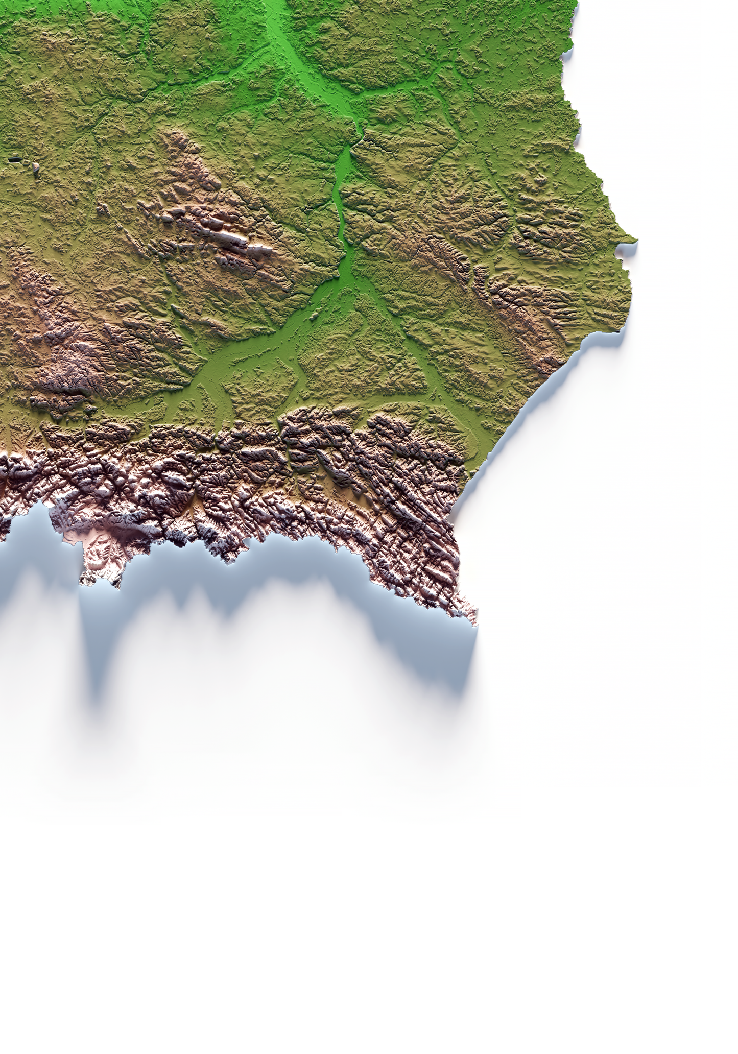 POLONIA. Mapa de relieve clásico.