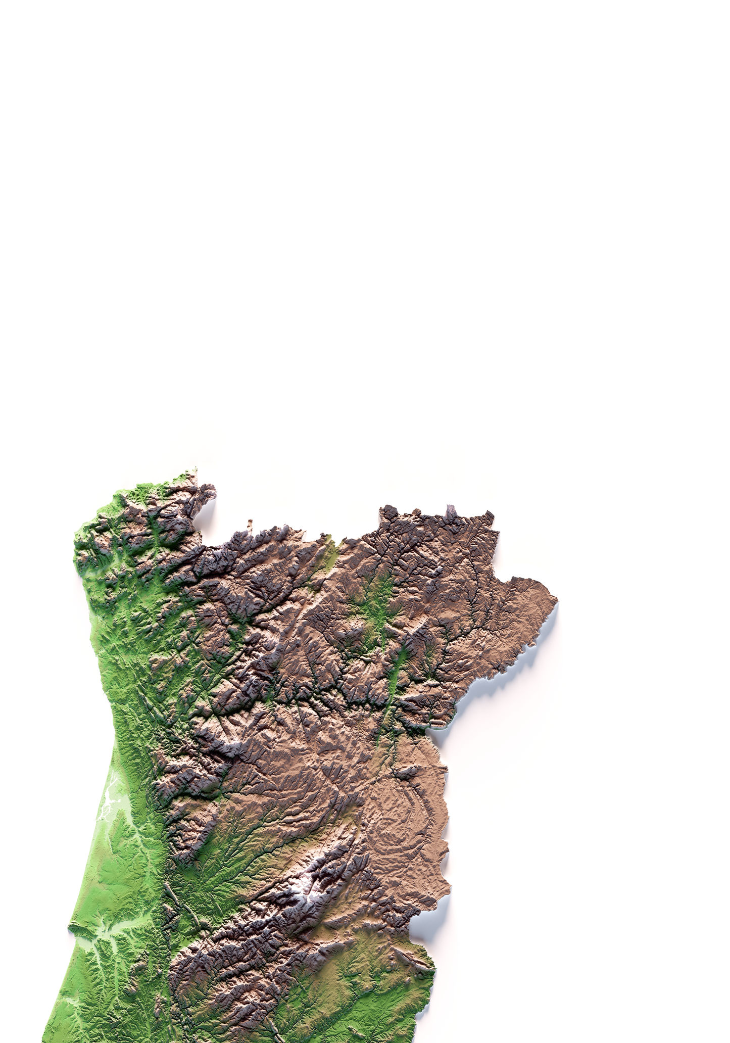 PORTUGAL. Mapa de relieve clásico.