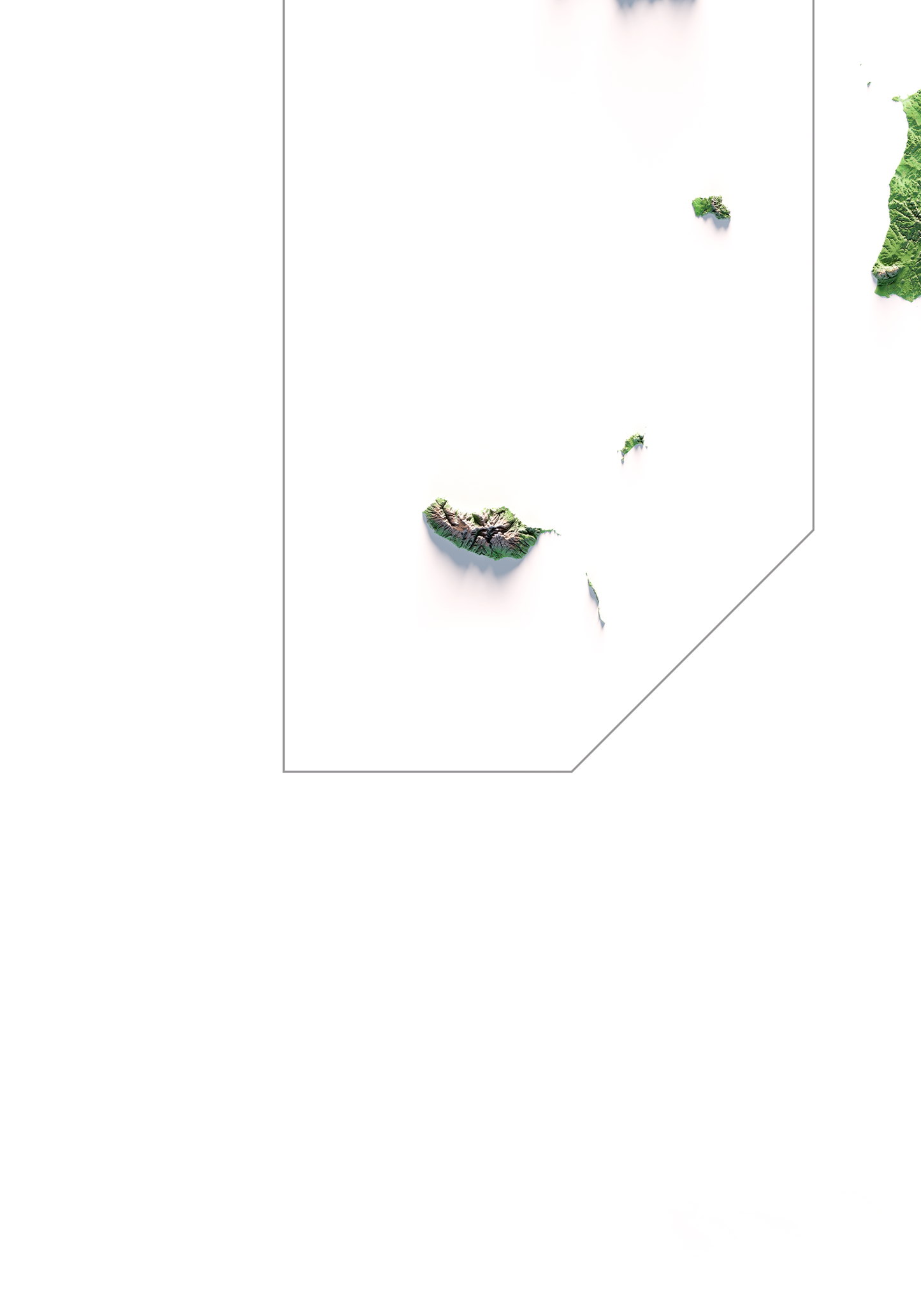 PORTUGAL. Mapa de relieve clásico.