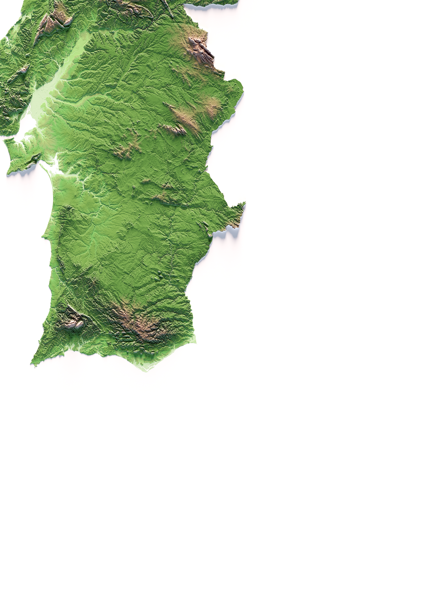 PORTUGAL. Mapa de relieve clásico.