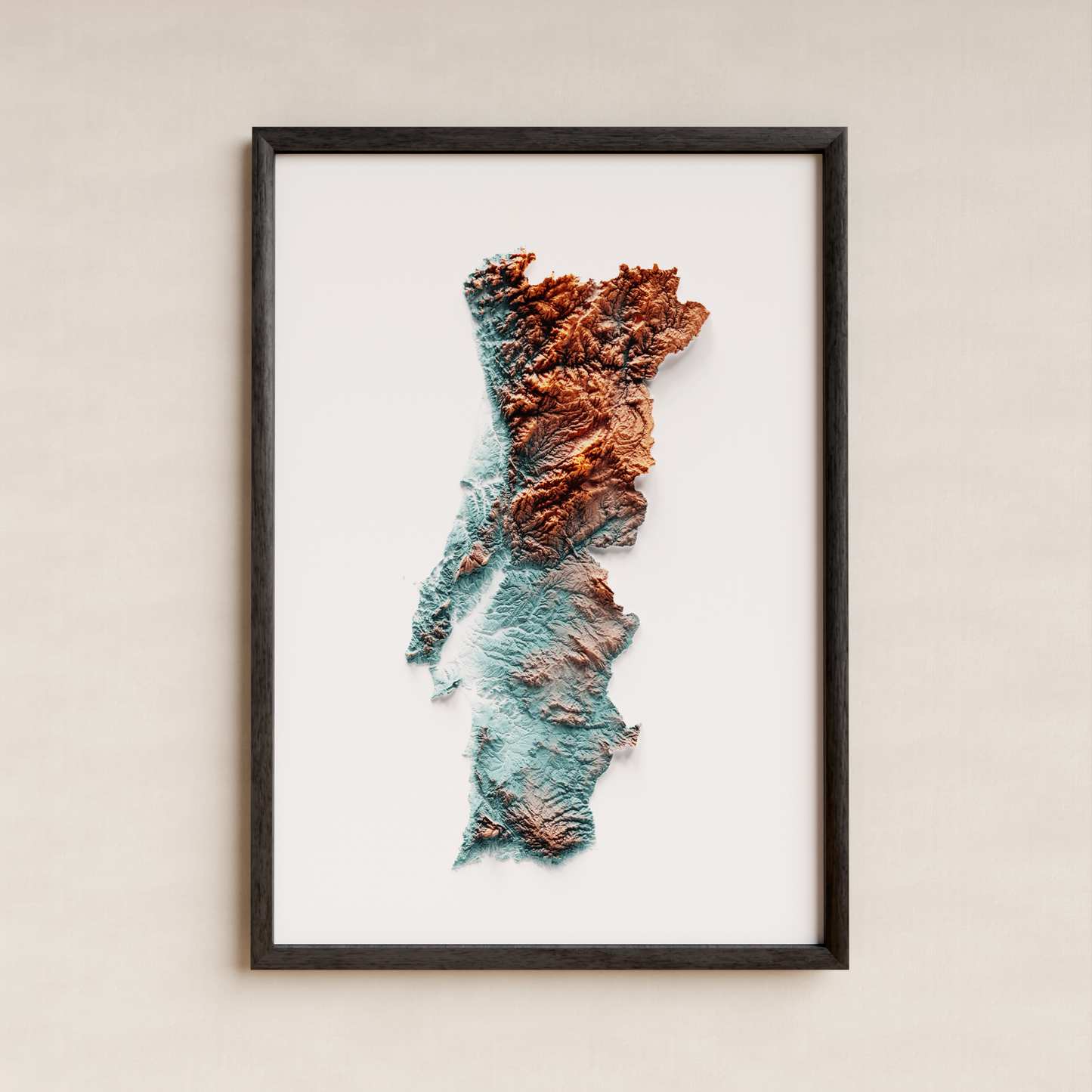 PORTUGAL. Mapa de relieve con contraste.