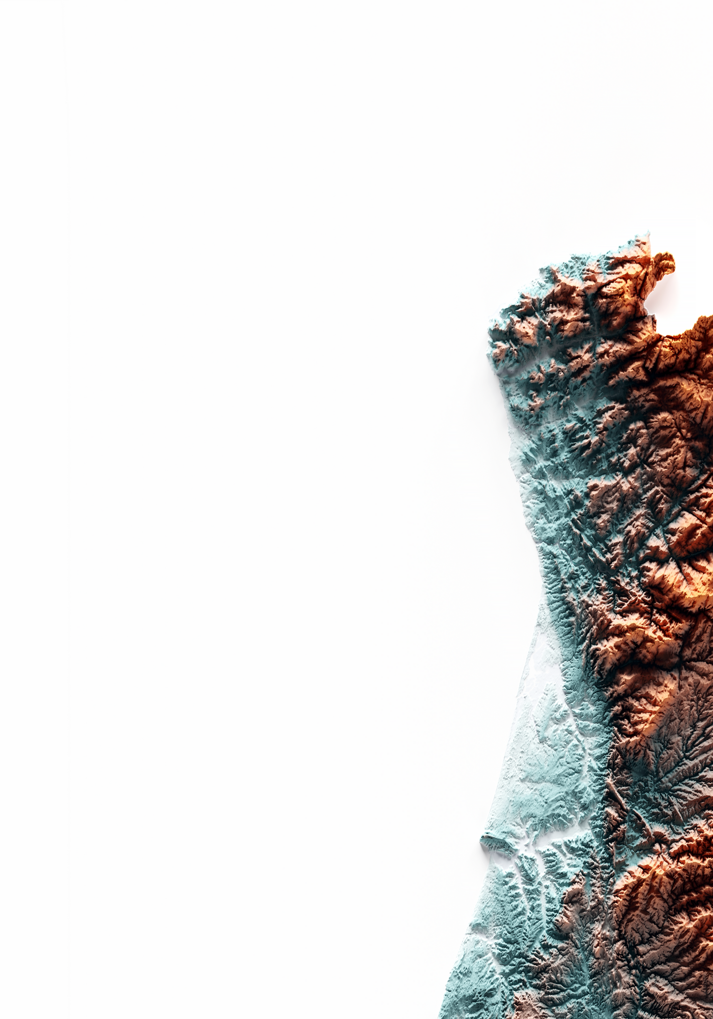 PORTUGAL. Mapa de relieve con contraste.