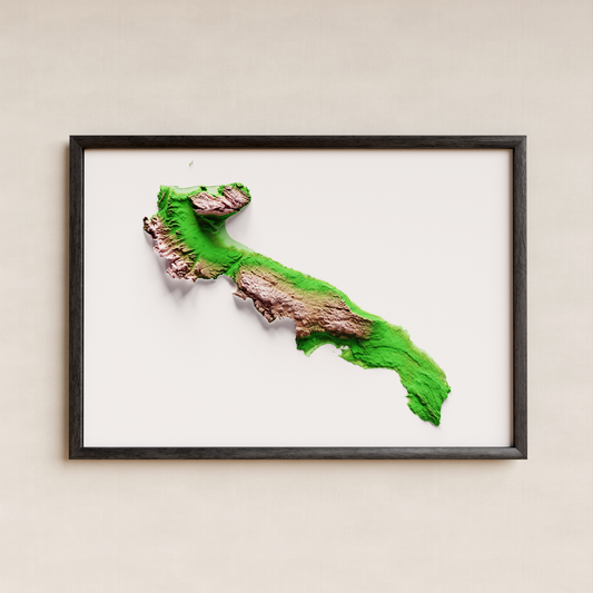 PUGLIA. Mapa de relieve clásico.