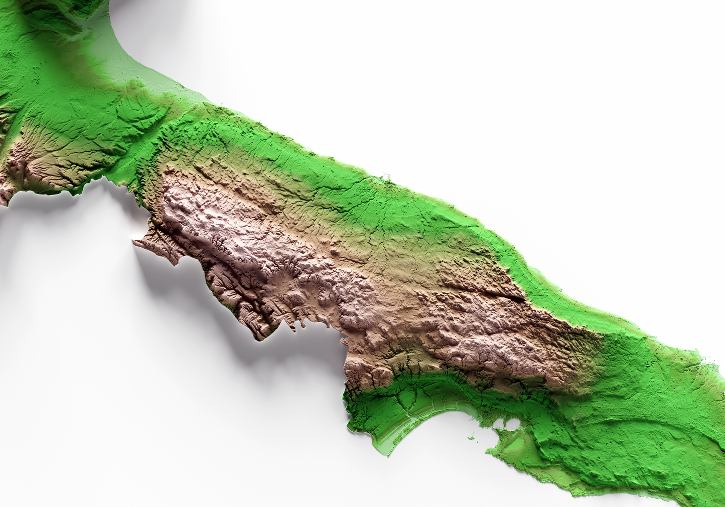PUGLIA. Mapa de relieve clásico.