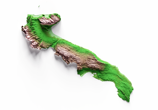PUGLIA. Mapa de relieve clásico.