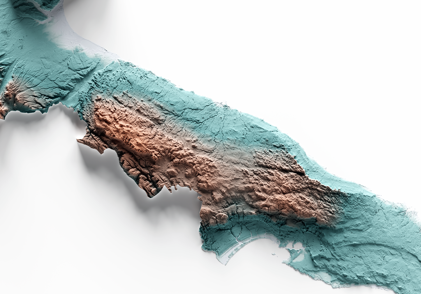 PUGLIA. Mapa de relieve con contraste.