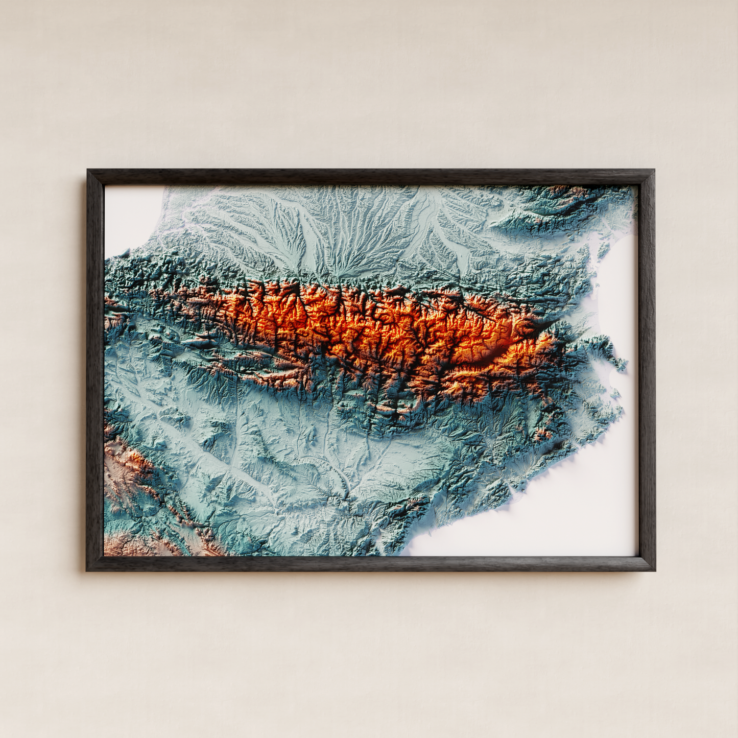 PIRINEOS. Mapa de relieve con contraste.