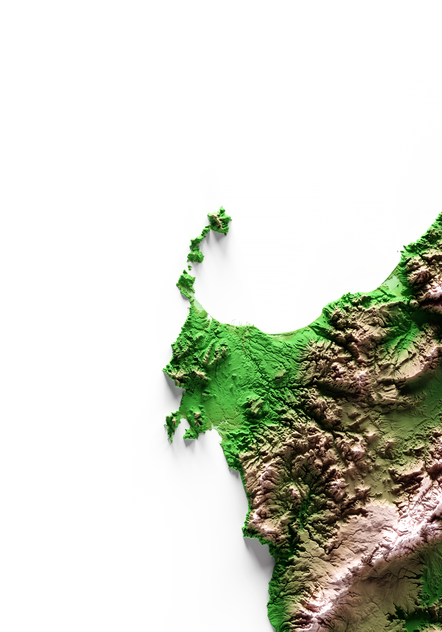 CERDEÑA. Mapa de relieve clásico.