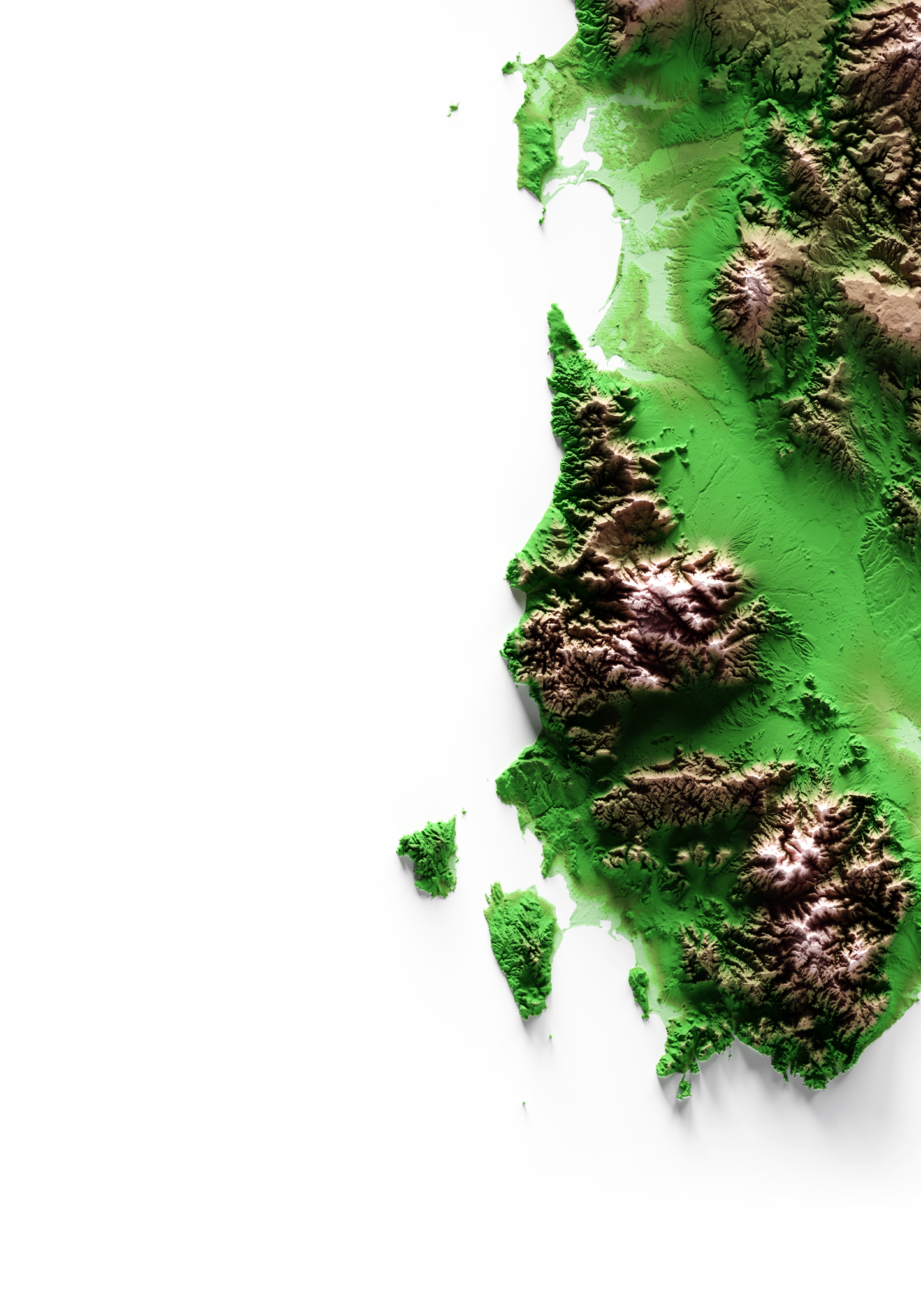 CERDEÑA. Mapa de relieve clásico.