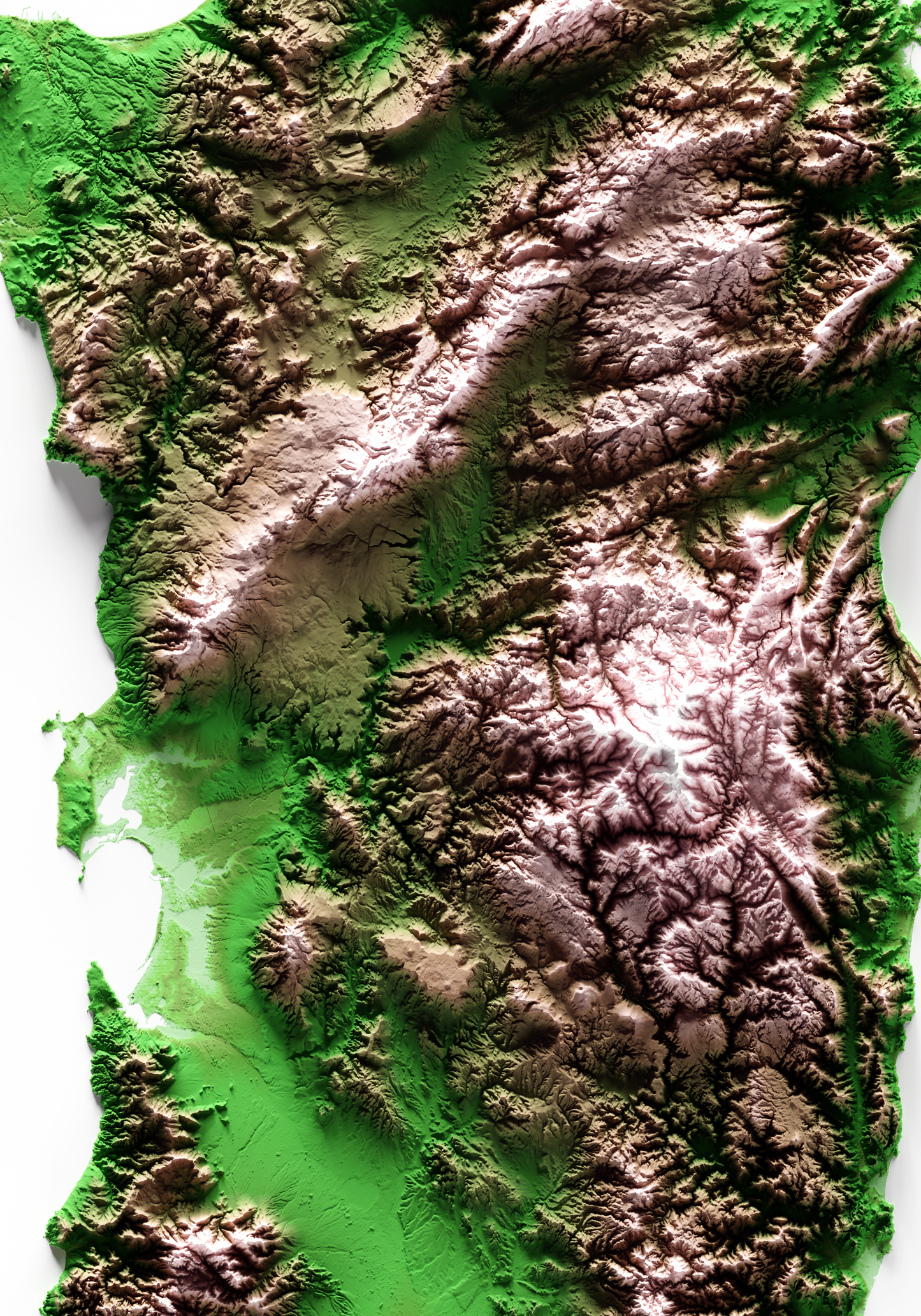 CERDEÑA. Mapa de relieve clásico.