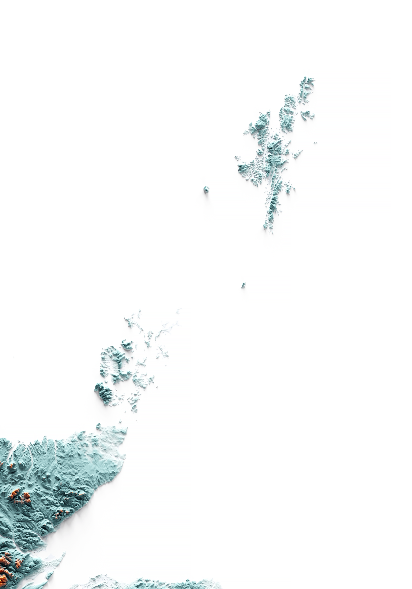 ESCOCIA. Mapa de relieve con contraste.