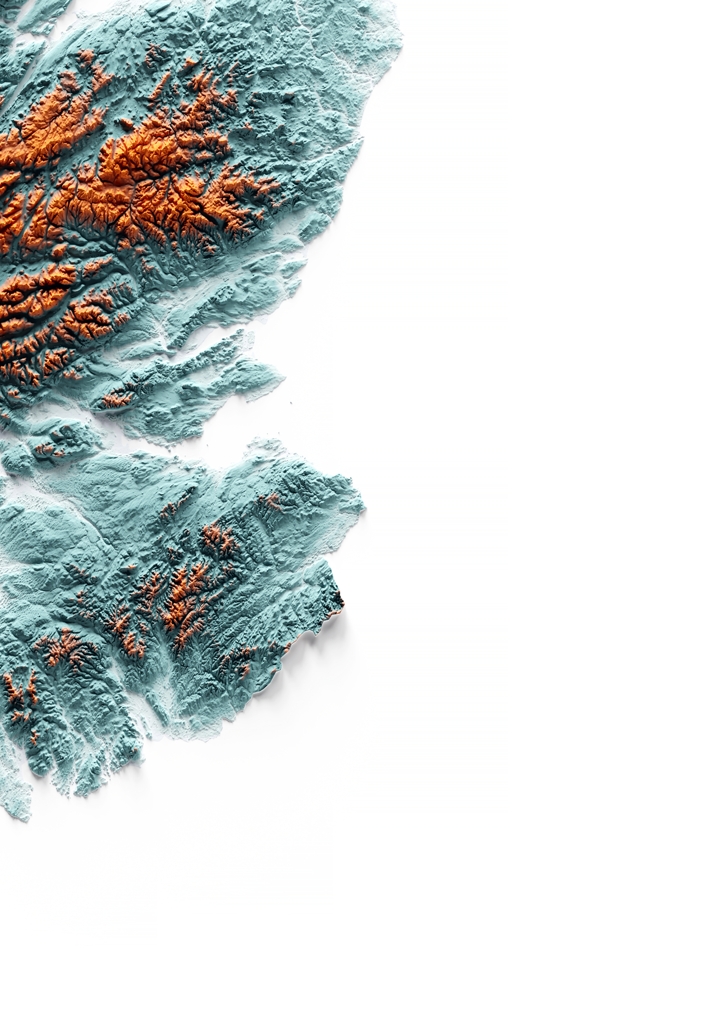 ESCOCIA. Mapa de relieve con contraste.