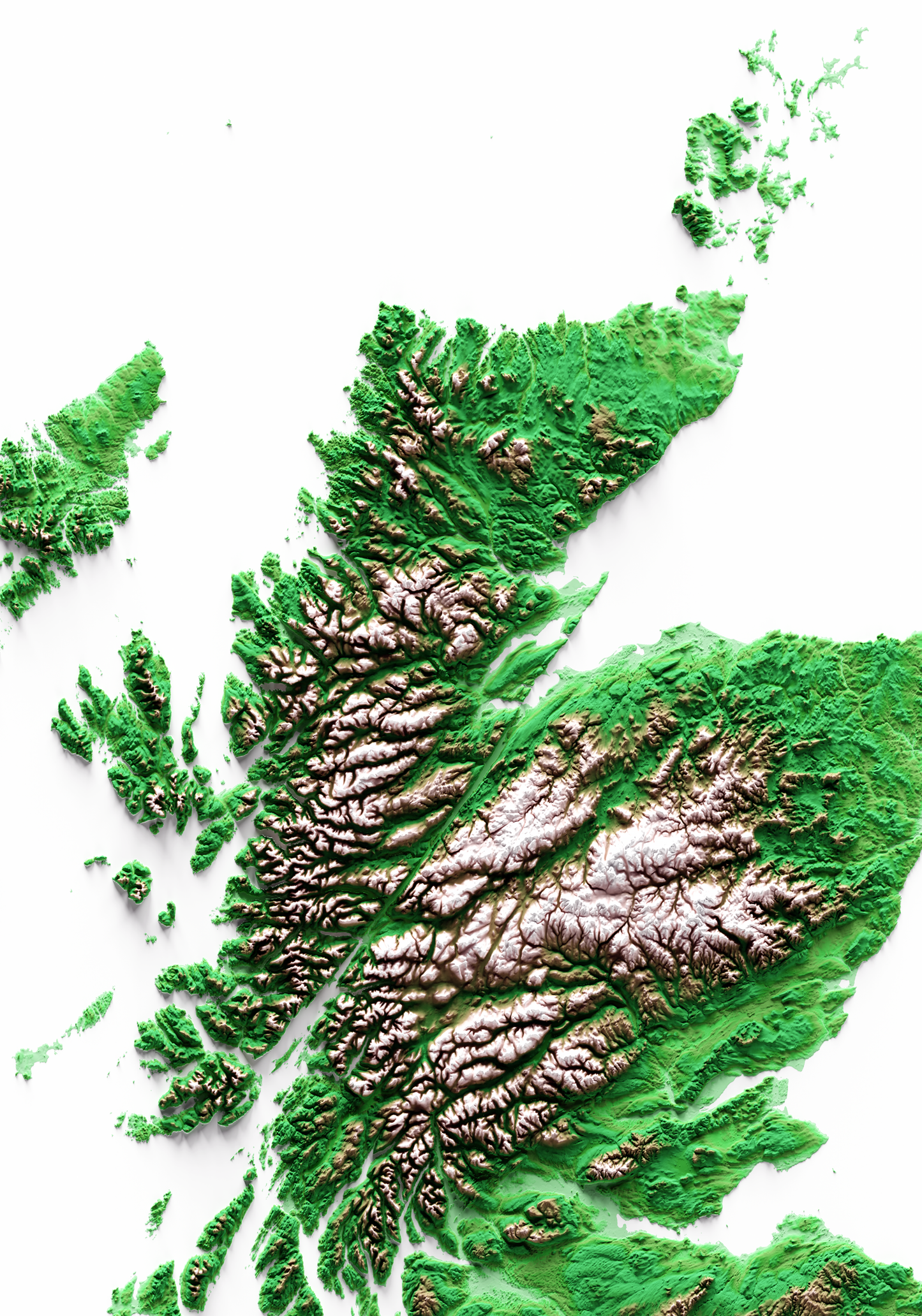 ESCOCIA. Mapa de relieve clásico.