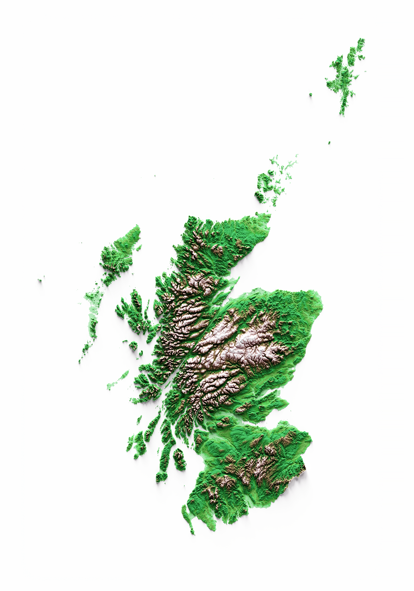 ESCOCIA. Mapa de relieve clásico.