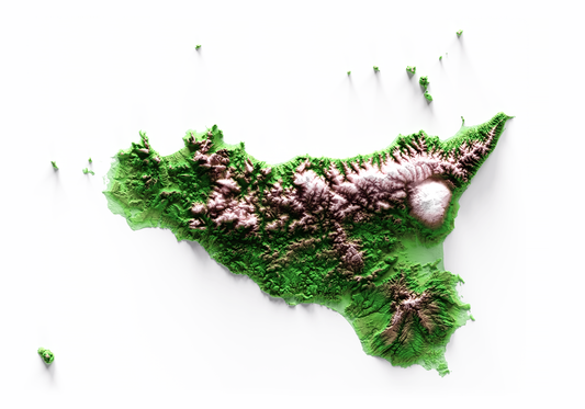 SICILIA. Mapa de relieve clásico.