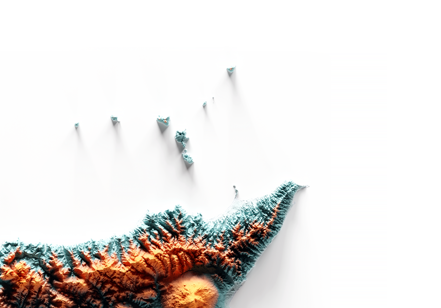SICILIA. Mapa de relieve con contraste.