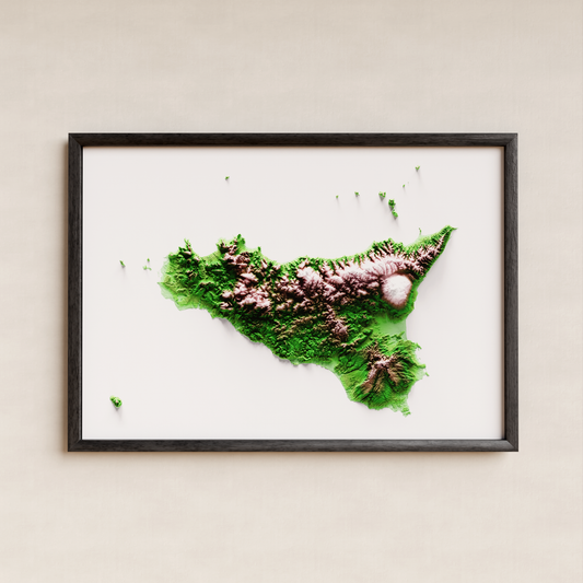 SICILIA. Mapa de relieve clásico.