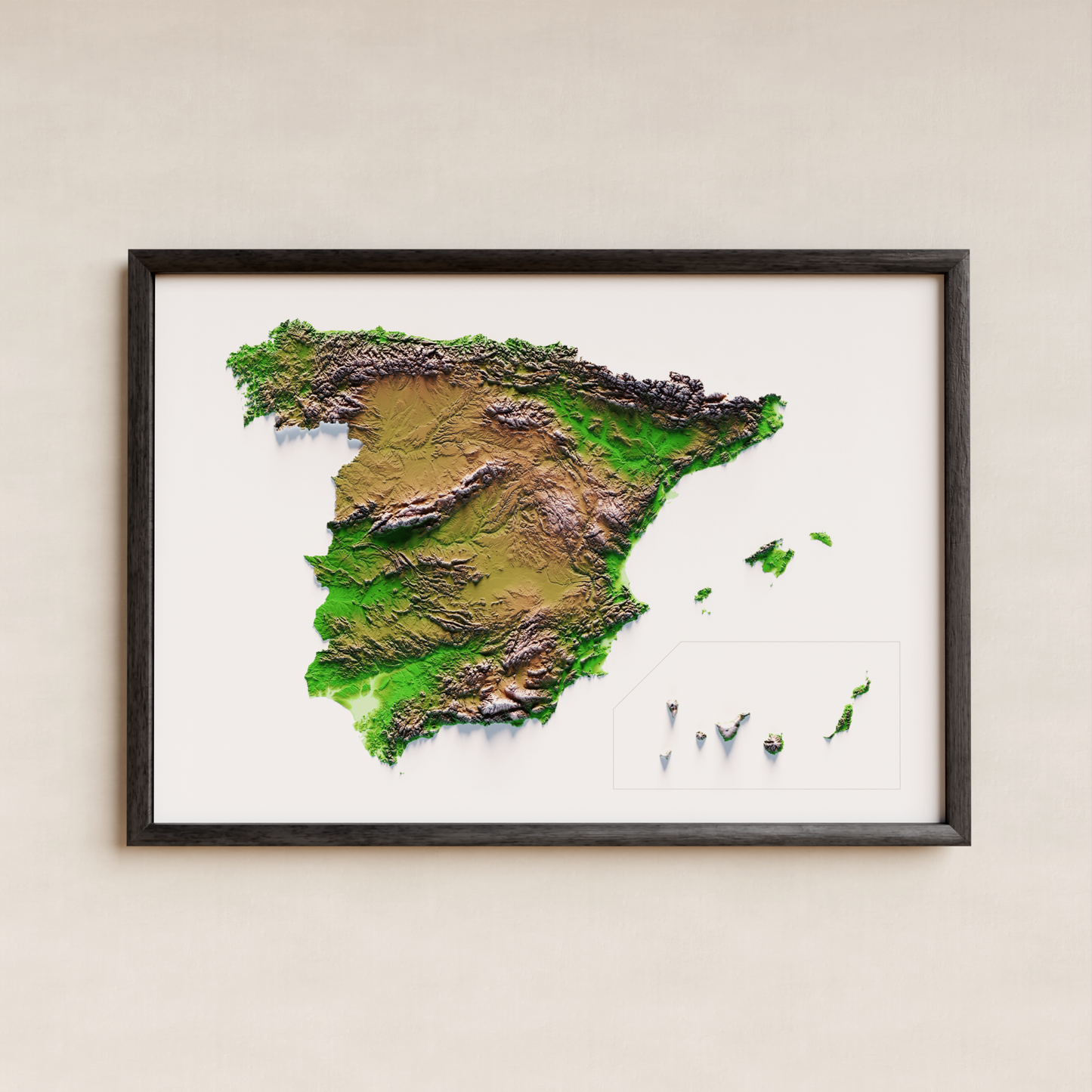 ESPAÑA. Mapa de relieve clásico.