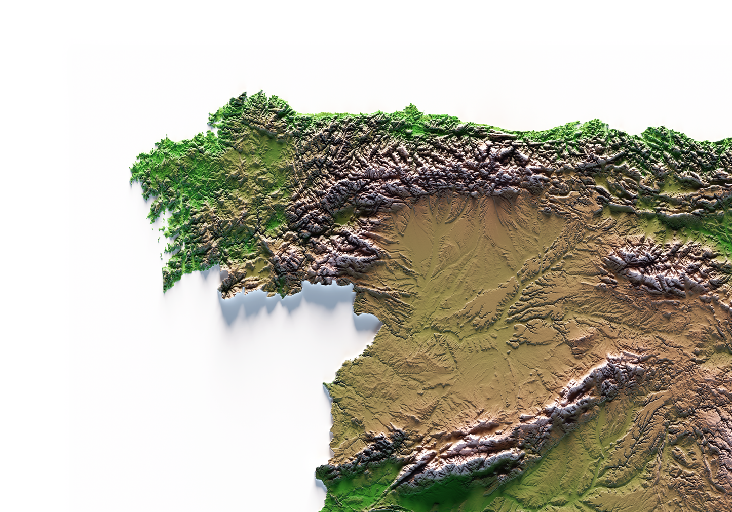 ESPAÑA. Mapa de relieve clásico.