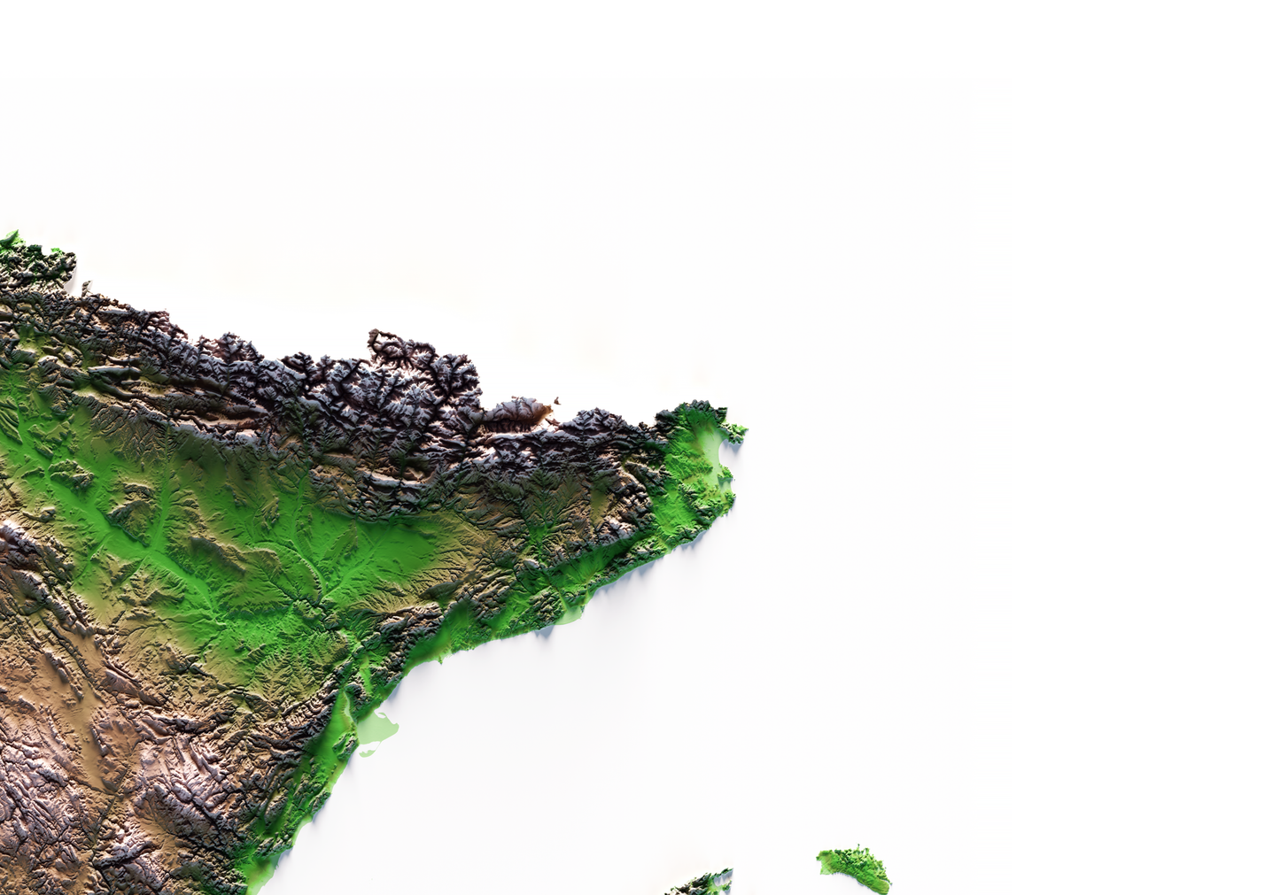 ESPAÑA. Mapa de relieve clásico.