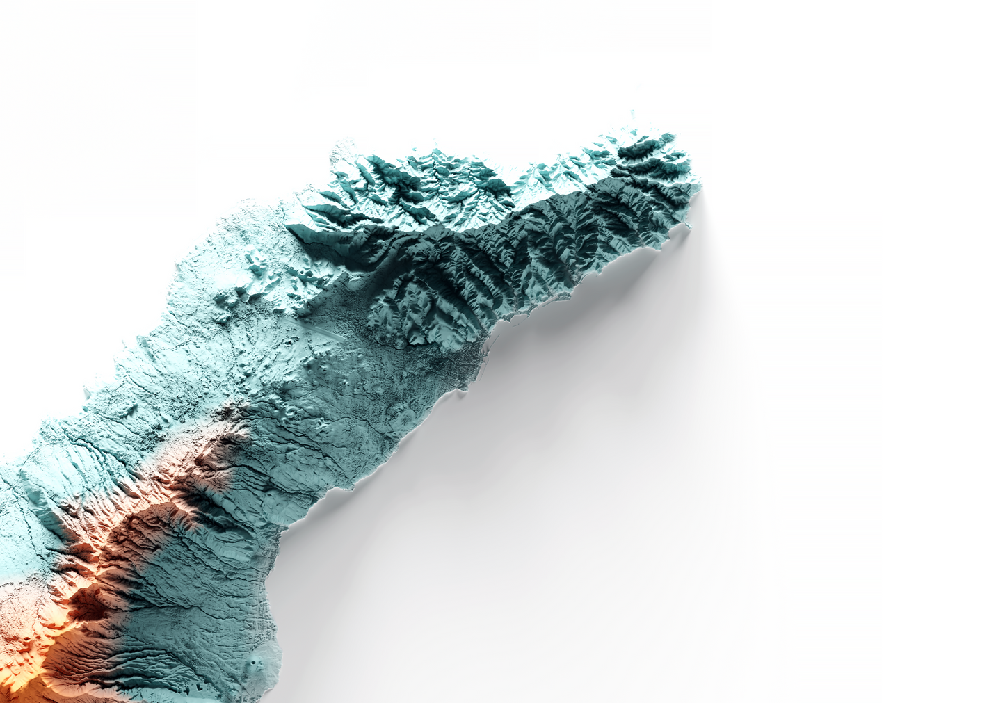 TENERIFE. Mapa de relieve con contraste.