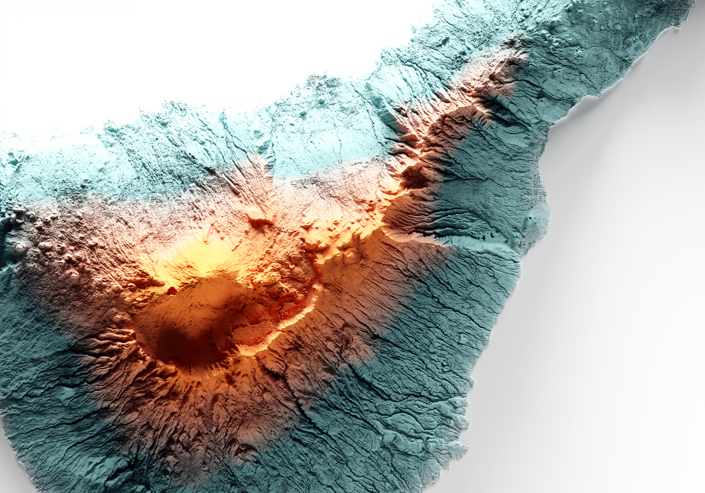 TENERIFE. Mapa de relieve con contraste.
